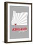 Ashland, Oregon - State with Red Heart-Lantern Press-Framed Art Print