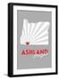 Ashland, Oregon - State with Red Heart-Lantern Press-Framed Art Print