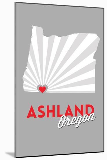 Ashland, Oregon - State with Red Heart-Lantern Press-Mounted Art Print
