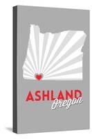 Ashland, Oregon - State with Red Heart-Lantern Press-Stretched Canvas