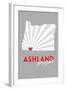 Ashland, Oregon - State with Red Heart-Lantern Press-Framed Art Print