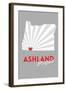 Ashland, Oregon - State with Red Heart-Lantern Press-Framed Art Print