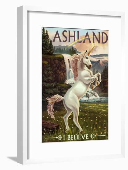 Ashland, Oregon - Unicorn Scene-Lantern Press-Framed Art Print