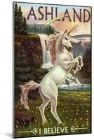 Ashland, Oregon - Unicorn Scene-Lantern Press-Mounted Art Print