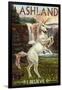 Ashland, Oregon - Unicorn Scene-Lantern Press-Framed Art Print