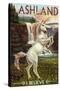 Ashland, Oregon - Unicorn Scene-Lantern Press-Stretched Canvas