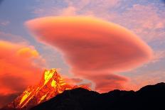 Alpenglow at sunset on Machapuchare, Nepelese Himalayas-Ashley Cooper-Photographic Print