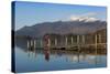 Ashness Boat Landing, Two Walkers Enjoy the Skiddaw Range, Derwentwater-James Emmerson-Stretched Canvas