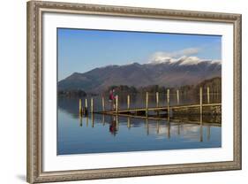 Ashness Boat Landing, Two Walkers Enjoy the Skiddaw Range, Derwentwater-James Emmerson-Framed Photographic Print