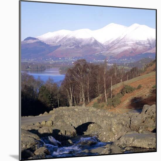 Ashness Bridge, Skiddaw in the Background, Lake District National Park, Cumbria, England, UK-Roy Rainford-Mounted Photographic Print