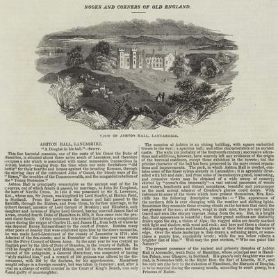 'Ashton Hall, Lancashire' Giclee Print