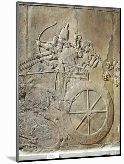 Ashurbanipal Hunting, the King on His Chariot, Bas-Relief from Nineveh, Irak, Detail-null-Mounted Giclee Print