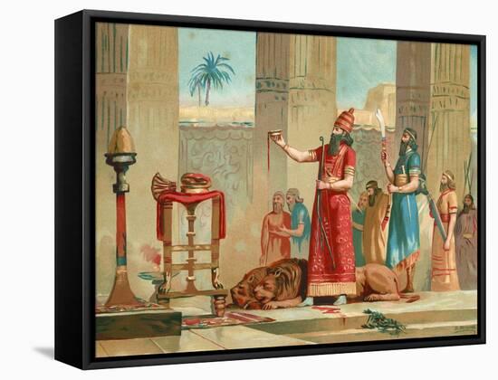 Ashurbanipal Offering Lions in Sacrifice-Dionisio Baixeras-Verdaguer-Framed Stretched Canvas