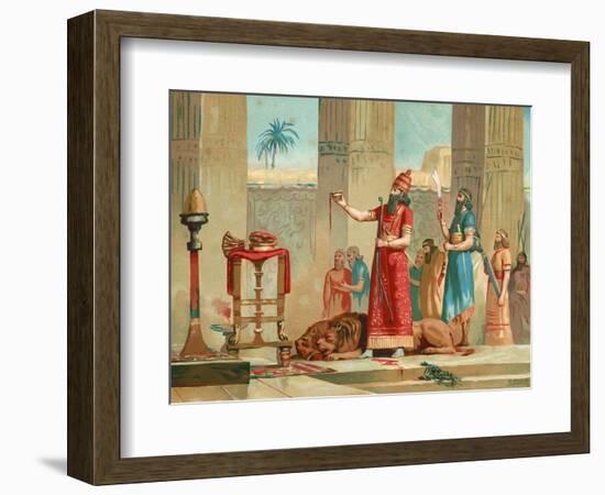 Ashurbanipal Offering Lions in Sacrifice-Dionisio Baixeras-Verdaguer-Framed Giclee Print