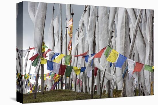 Asia, Bhutan, Chen La Pass, Prayer Flags. Prayer Flags on Chen La Pass-Ellen Goff-Stretched Canvas