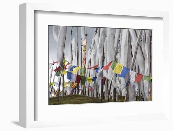 Asia, Bhutan, Chen La Pass, Prayer Flags. Prayer Flags on Chen La Pass-Ellen Goff-Framed Photographic Print