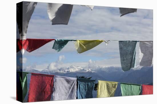 Asia, Bhutan, Dorcha La Pass. Himalayas Seen Through Prayer Flags-Ellen Goff-Stretched Canvas