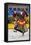 Asia, Bhutan, Gangtey Gonpa Tshechu. Dance of the Furies-Ellen Goff-Framed Stretched Canvas