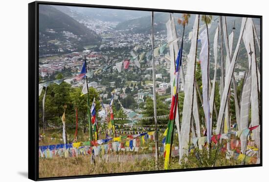 Asia, Bhutan, Prayer Flags Overlooking Thimphu-Ellen Goff-Framed Stretched Canvas