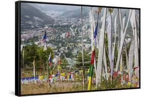 Asia, Bhutan, Prayer Flags Overlooking Thimphu-Ellen Goff-Framed Stretched Canvas