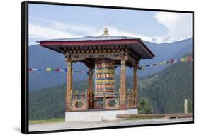 Asia, Bhutan, Punakha Valley. Prayer Wheel at the Nunnery-Ellen Goff-Framed Stretched Canvas