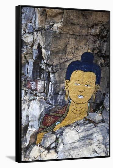 Asia, Bhutan, Trongsa. Rock Painting Scene from 'Travelers and Magicians' Movie-Kymri Wilt-Framed Stretched Canvas