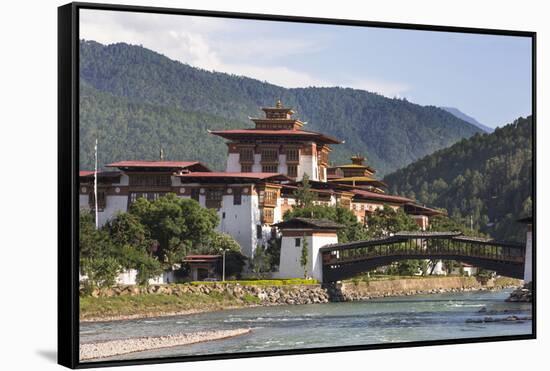 Asia, Bhutan. Views of the Punakha Dzong and the Wang Chu River-Ellen Goff-Framed Stretched Canvas