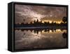 Asia, Cambodia, Angkor Watt, Siem Reap, Sunrise reflections at Angkor Wat-Terry Eggers-Framed Stretched Canvas