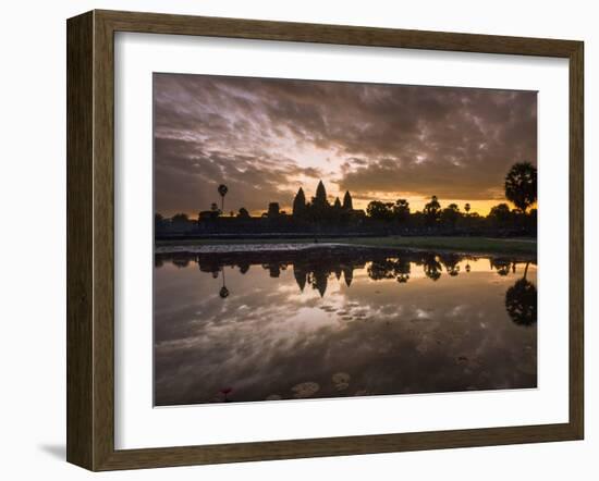 Asia, Cambodia, Angkor Watt, Siem Reap, Sunrise reflections at Angkor Wat-Terry Eggers-Framed Photographic Print