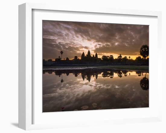 Asia, Cambodia, Angkor Watt, Siem Reap, Sunrise reflections at Angkor Wat-Terry Eggers-Framed Photographic Print