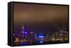 Asia, China, Hong Kong, Night Laser Show on Hong Kong Waterfront-Terry Eggers-Framed Stretched Canvas