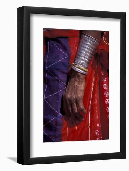 Asia, India, Bikaner. Clothing and silver bracelet detail.-Judith Haden-Framed Photographic Print