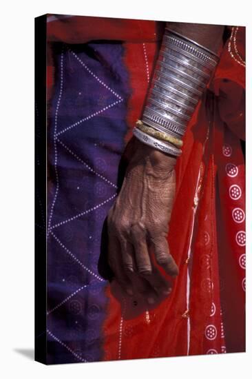 Asia, India, Bikaner. Clothing and silver bracelet detail.-Judith Haden-Stretched Canvas