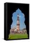 Asia. India, The Qtub Minar of the Alai-Darwaza complex in New Delhi.-Ralph H. Bendjebar-Framed Stretched Canvas