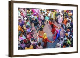 Asia, India, Uttar Pradesh, Nandgaon, Dancing During Holi Festival-ClickAlps-Framed Photographic Print