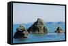 Asia, Japan, Honshu, Mie Prefecture, Futaminoura Rocks-Christian Kober-Framed Stretched Canvas