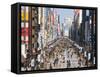 Asia, Japan, Honshu, Tokyo, Ginza, View Along Chuo-dori, a Fashionable Shopping Street in Tokyo-Gavin Hellier-Framed Stretched Canvas