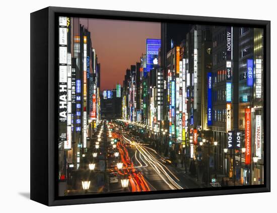 Asia, Japan, Honshu, Tokyo, Ginza, View Along Chuo-dori, a Fashionable Shopping Street in Tokyo-Gavin Hellier-Framed Stretched Canvas