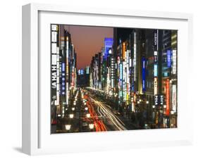 Asia, Japan, Honshu, Tokyo, Ginza, View Along Chuo-dori, a Fashionable Shopping Street in Tokyo-Gavin Hellier-Framed Photographic Print