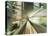 Asia, Japan, Honshu, Tokyo, Pov Blurred Motion of Tokyo Buildings from a Moving Train-Gavin Hellier-Stretched Canvas