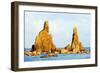 Asia, Japan, Honshu, Wakayama Prefecture, Hashikuiiwa, Rock Stacks-Christian Kober-Framed Photographic Print