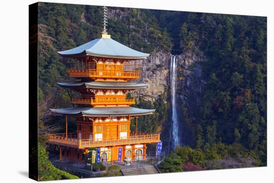 Asia, Japan, Honshu, Wakayama Prefecture, Nachi No Taki Waterfall and Pagoda-Christian Kober-Stretched Canvas