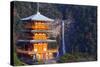 Asia, Japan, Honshu, Wakayama Prefecture, Nachi No Taki Waterfall and Pagoda-Christian Kober-Stretched Canvas