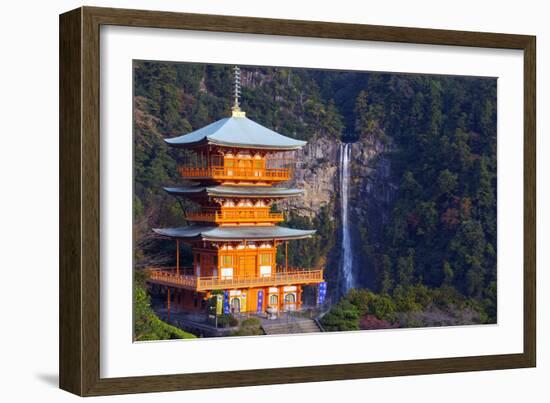 Asia, Japan, Honshu, Wakayama Prefecture, Nachi No Taki Waterfall and Pagoda-Christian Kober-Framed Photographic Print