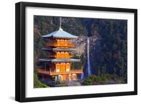 Asia, Japan, Honshu, Wakayama Prefecture, Nachi No Taki Waterfall and Pagoda-Christian Kober-Framed Photographic Print