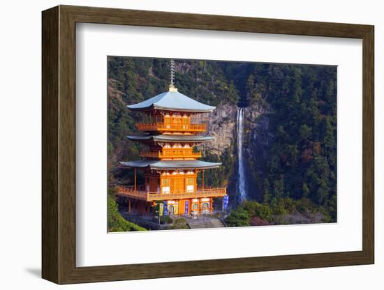 Asia, Japan, Honshu, Wakayama Prefecture, Nachi No Taki Waterfall and Pagoda-Christian Kober-Framed Photographic Print