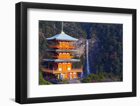 Asia, Japan, Honshu, Wakayama Prefecture, Nachi No Taki Waterfall and Pagoda-Christian Kober-Framed Photographic Print