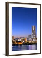 Asia, Japan, Honshu, Yokohama Bay, City Skyline and Mt Fuji, Landmark Tower-Christian Kober-Framed Photographic Print