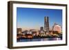 Asia, Japan, Honshu, Yokohama Bay, City Skyline and Mt Fuji, Landmark Tower-Christian Kober-Framed Photographic Print