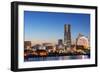 Asia, Japan, Honshu, Yokohama Bay, City Skyline and Mt Fuji, Landmark Tower-Christian Kober-Framed Photographic Print